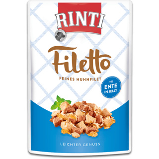 Rinti Hundenassfutter Filetto Huhn und Ente in Jelly 100g Frischebeutel