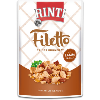 Rinti Hundenassfutter Filetto Huhn und Lamm in Jelly 100g Frischebeutel