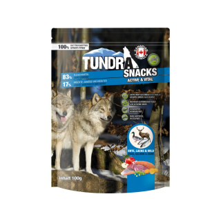 Tundra Hundesnack Active und Vital Ente, Lachs,Wild 100g