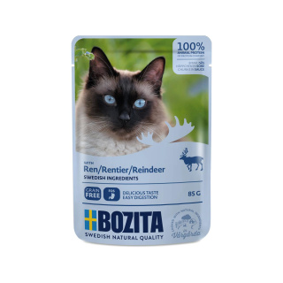 BOZITA Katzennassfutter Häppchen mit Rentier in Soße 85g