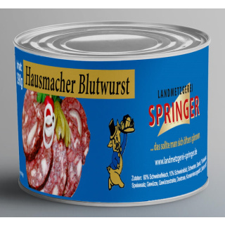 Landmetzgerei Springer Dosenwurst Hausmacher Blutwurst 390g