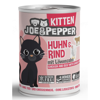 Joe&Pepper Katzennassfutter Kitten Huhn und Rind mit Löwenzahn 400g
