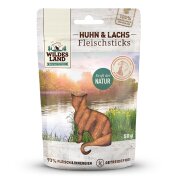 Wildes Land Katzensnack Fleischsticks Huhn & Lachs 50g