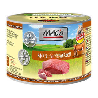 MACs Cat Fleischmenü Rind und Hühnerherzen 200g